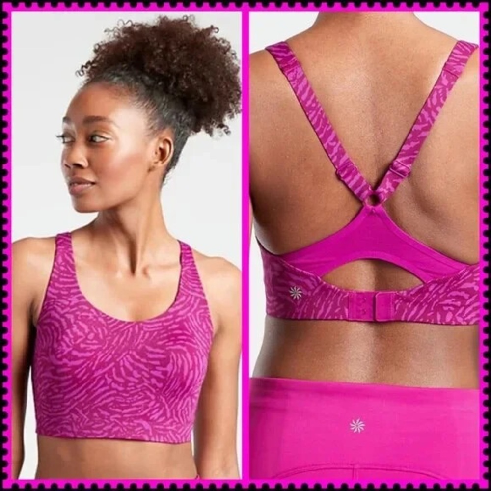 Athleta advance printed sport bra with Racerback Design
